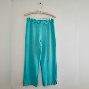St John Sport Pant Crop Santana Knit Straight Leg In Turquoise Inseam 24"  Sz S.
